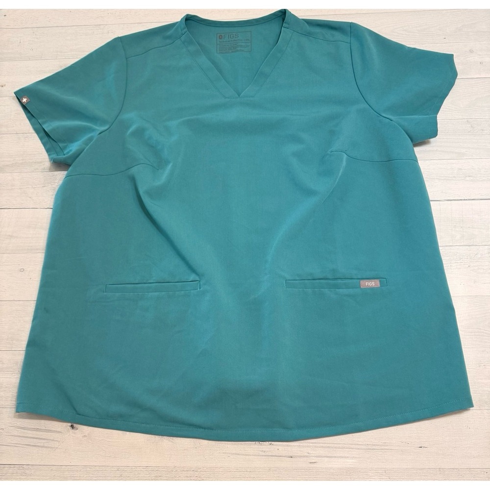 FIGS Casma Three-Pocket Scrub Top teal 3XL